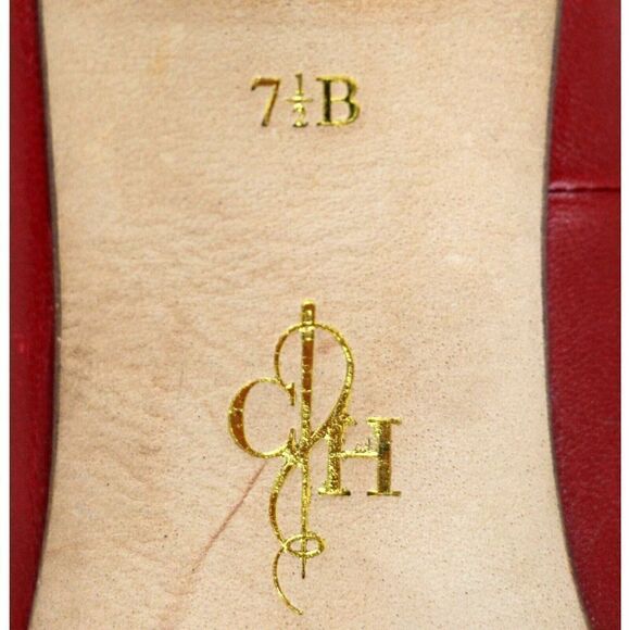 Cole Haan RED GENUINE LEATHER GOLD TRIM MID HEEL CLASSIC PUMP SHOES Sz 7.5 B - Picture 10 of 12